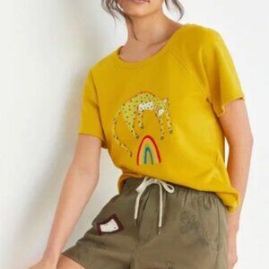 Anthropologie Jarmel by Jarmel Leopard‎ Rainbow Graphic Tee (size M)
